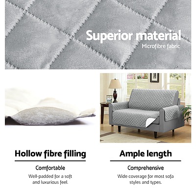 Sofa Cover Quilted Couch Covers Protector Slipcovers 1 Seater Grey - Brand New - Free Shipping