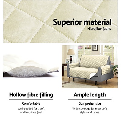 Sofa Cover Quilted Couch Covers Lounge Protector Slipcovers 1 Seater Khaki - Brand New - Free Shipping
