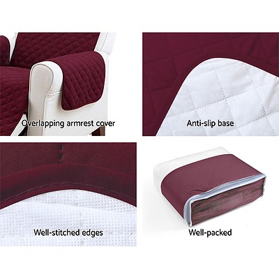 Sofa Cover Quilted Couch Covers Protector Slipcovers 1 Seater Burgundy