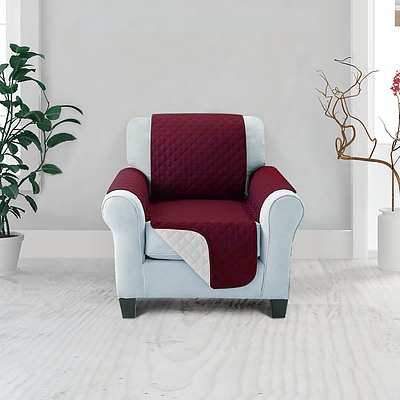 Sofa Cover Quilted Couch Covers Lounge Protector Slipcovers 1 Seater Burgundy - Brand New - Free Shipping