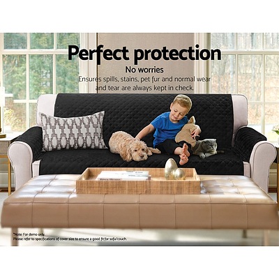 Sofa Cover Quilted Couch Covers Protector Slipcovers 2 Seater Black - Brand New - Free Shipping