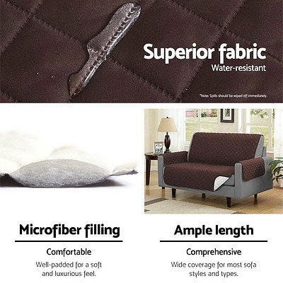 Sofa Cover Quilted Couch Covers Protector Slipcovers 2 Seater Coffee - Brand New - Free Shipping