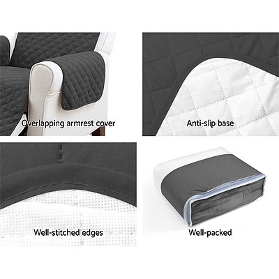 Sofa Cover Quilted Couch Covers Protector Slipcovers 2 Seater Dark Grey - Brand New - Free Shipping
