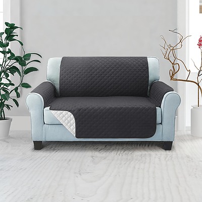 Sofa Cover Quilted Couch Covers Protector Slipcovers 2 Seater Dark Grey