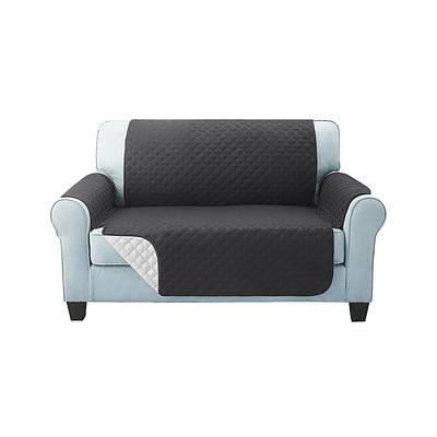 Sofa Cover Quilted Couch Covers Lounge Protector Slipcovers 2 Seater Dark Grey - Brand New - Free Shipping