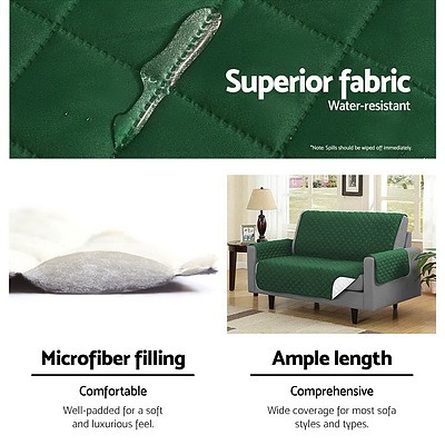 Sofa Cover Quilted Couch Covers Protector Slipcovers 2 Seater Green - Brand New - Free Shipping
