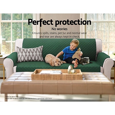 Sofa Cover Quilted Couch Covers Protector Slipcovers 2 Seater Green - Brand New - Free Shipping