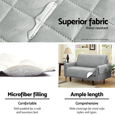 Sofa Cover Quilted Couch Covers Protector Slipcovers 2 Seater Grey - Brand New - Free Shipping