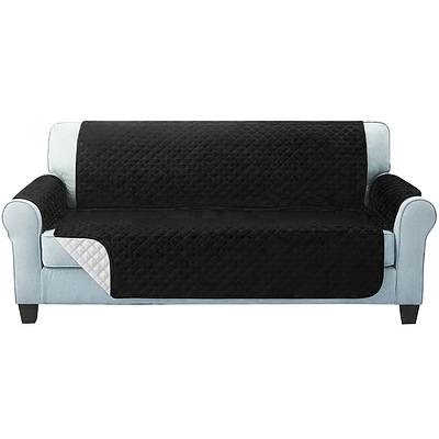 Sofa Cover Quilted Couch Covers Protector Slipcovers 3 Seater Black