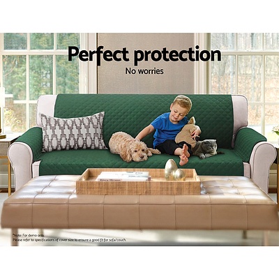 Sofa Cover Quilted Couch Covers Protector Slipcovers 3 Seater Green - Brand New - Free Shipping