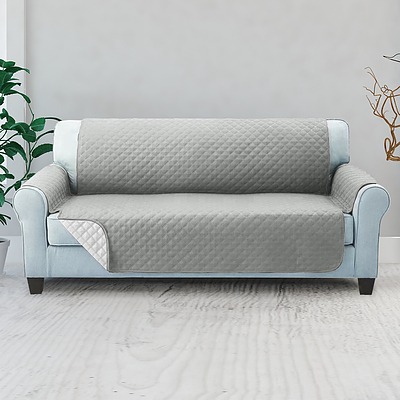 Sofa Cover Quilted Couch Covers Lounge Protector Slipcovers 3 Seater Grey - Brand New - Free Shipping