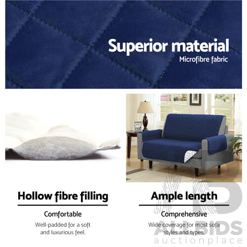 Sofa Cover Quilted Couch Covers Lounge Protector Slipcovers 3 Seater Navy - Brand New - Free Shipping