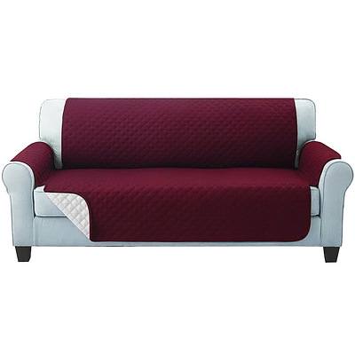 Sofa Cover Quilted Couch Covers Protector Slipcovers 3 Seater Burgundy
