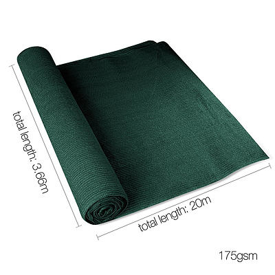 70% Sun Shade Cloth Shadecloth Sail Roll Mesh Outdoor 175gsm 3.66x20m Green - Brand New - Free Shipping