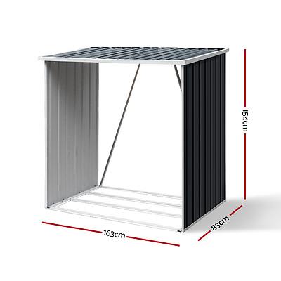 Log Firewood Storage Shed Galvanised Steel Garden Outdoor 2mÂ³ Shelter 163x83x154CM - Brand New - Free Shipping