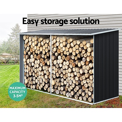 Log Storage Shed Galvanised Steel Outdoor Garden Firewood 3.5mÂ³ Shelter - Brand New - Free Shipping