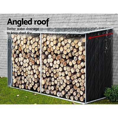 Log Storage Shed Galvanised Steel Outdoor Garden Firewood 3.5mÂ³ Shelter - Brand New - Free Shipping