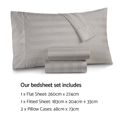 Bedding King Size 4 Piece Bedsheet Set - Grey