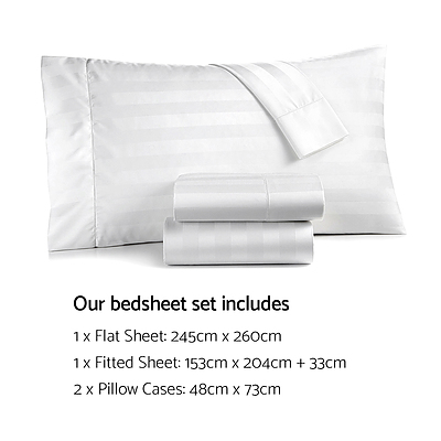 Queen Size 4 Piece Bedsheet Set - White - Free Shipping