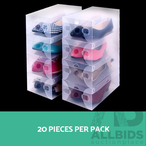 Set of 20 Transparent Stackable Shoe Storage Box  - Brand New - Free Shipping