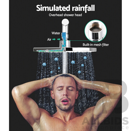 Round 9 inch Rain Shower Head and Taps Set Bathroom Handheld Spray Bracket Rail Chrome
