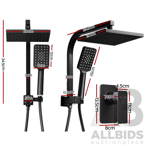 Cefito WELS 8'' Rain Shower Head Set Square Handheld High Pressure Wall Black - Brand New - Free Shipping
