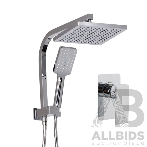 8 inch Rain Shower Head Square Wall Bathroom Arm Handheld Spray Bracket Rail Chrome - Brand New - Free Shipping