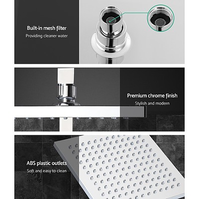 WELS 8'' Rain Shower Head Set Square Handheld High Pressure Wall Chrome