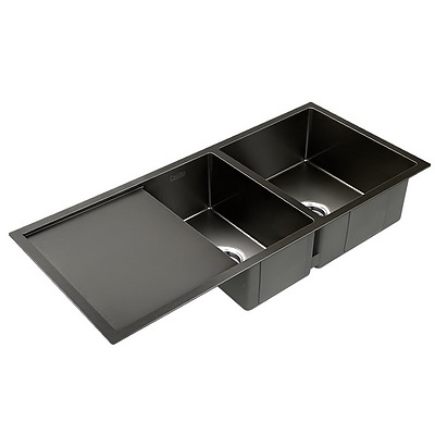 1000 x 450mm Single Stainless Steel Kitchen Sink - Black - Free Shipping