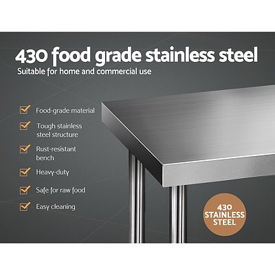 610 x 1219mm Commercial Stainless Steel Kitchen Bench - Brand New - Free Shipping