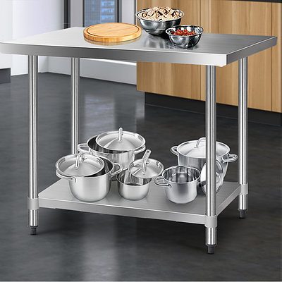 610 x 1219mm Commercial Stainless Steel Kitchen Bench - Brand New - Free Shipping