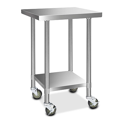 430 Stainless Steel Kitchen Benches Work Bench Food Prep Table with Wheels 610MM x 610MM
