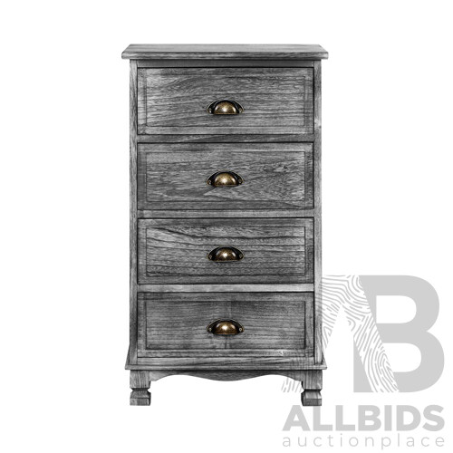 Bedside Tables Drawers Cabinet Vintage 4 Chest of Drawers Grey Nightstand