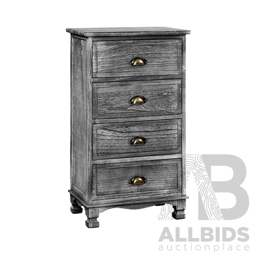 Bedside Tables Drawers Cabinet Vintage 4 Chest of Drawers Grey Nightstand