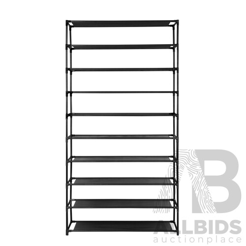 50 Pairs 10 Tier Shoe Rack Metal Shelf Holder Stackable Portable Black - Brand New - Free Shipping