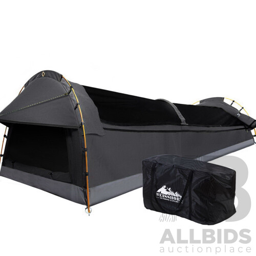 Camping Swags King Single Swag Canvas Tent Deluxe Dark Grey Large - Brand New - Free Shipping