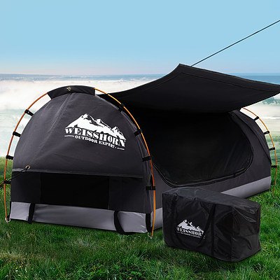 Swag King Single Camping Swags Canvas Free Standing Dome Tent Dark Grey with 7CM Mattress - Brand New - Free Shipping