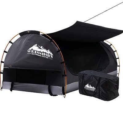 Swag King Single Camping Swags Canvas Free Standing Dome Tent Dark Grey with 7CM Mattress - Brand New - Free Shipping