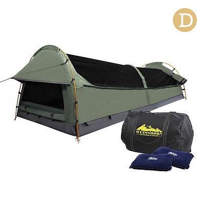 Double Camping Canvas Swag Tent Celadon w/ Air Pillow - Free Shipping
