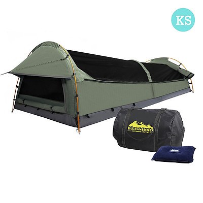 King Single Camping Canvas Swag Tent Celadon w/ Air Pillow - Free Shipping