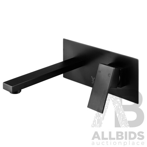 Bathroom Tap Wall Square Black Basin Mixer Taps Vanity Brass Faucet - Brand New - Free Shipping