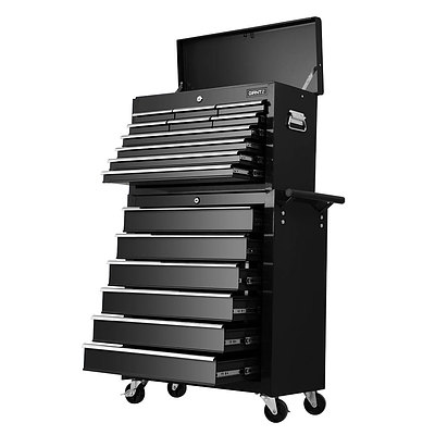 Tool Box Chest Trolley 16 Drawers Cabinet Cart Garage Toolbox Black - Brand New - Free Shipping