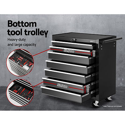 Tool Chest and Trolley Box Cabinet 16 Drawers Cart Garage Storage Black - Brand New - Free Shipping