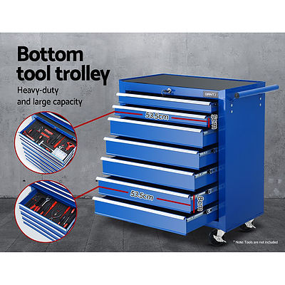 Tool Chest and Trolley Box Cabinet 16 Drawers Cart Garage Storage Blue - Brand New - Free Shipping
