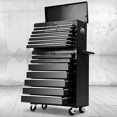 17 Drawers Tool Box Trolley Chest Cabinet Cart Garage Mechanic Toolbox Black - Brand New - Free Shipping