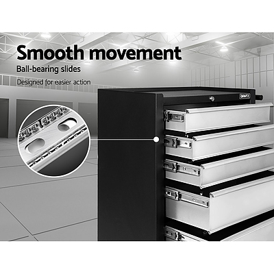 5 Drawer Mechanic Tool Box Storage Trolley - Black & Grey - Brand New - Free Shipping