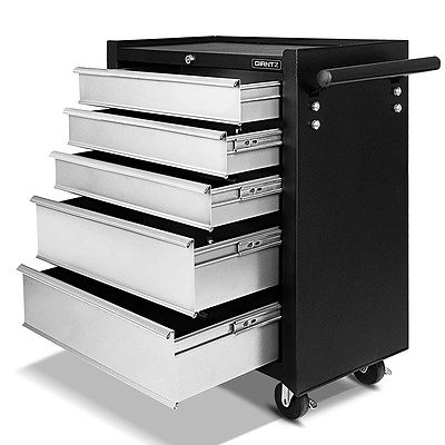 5 Drawer Mechanic Tool Box Storage Trolley - Black & Grey - Brand New - Free Shipping