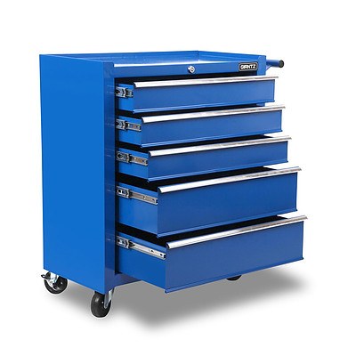 5 Drawer Mechanic Tool Box Storage Trolley - Blue