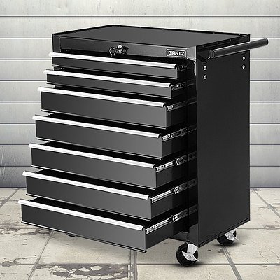 Tool Chest and Trolley Box Cabinet 7 Drawers Cart Garage Storage Black - Brand New - Free Shipping