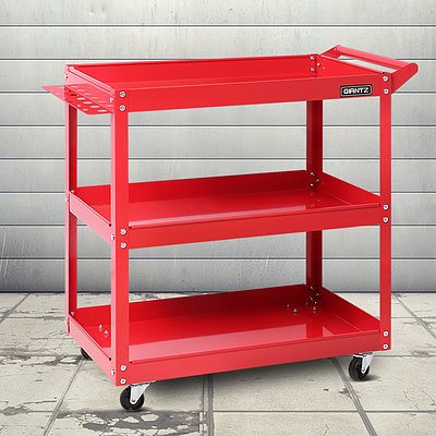 Tool Cart 3 Tier Parts Steel Trolley Mechanic Storage Organizer Red - Brand New - Free Shipping